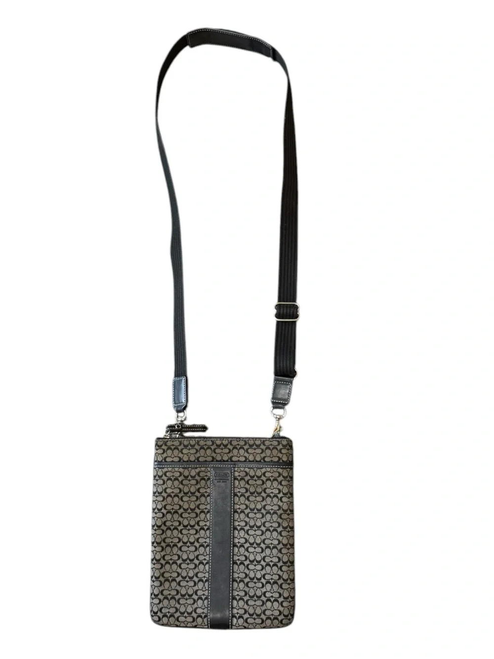 Coach Gray and Black Signature Crossbody Bag